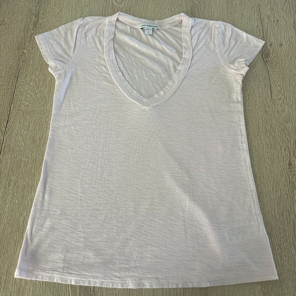 James Perse Deep V-neck Short Sleeve Tee - Size XS Ballet Pink